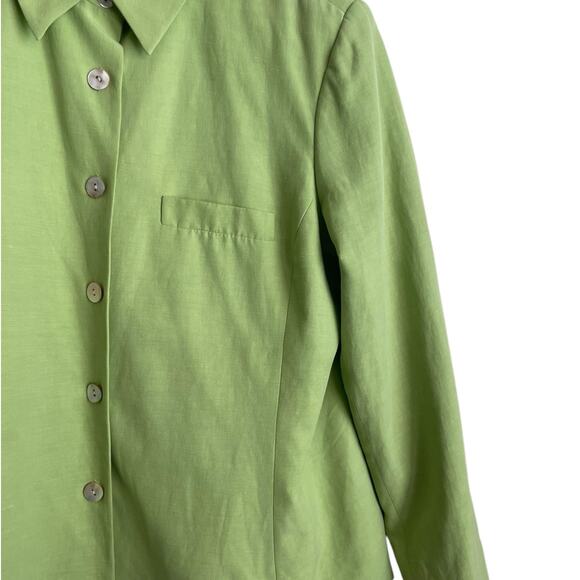 Vintage Coldwater Creek Women Shaket Top 14 Silk Linen Button Up‎ Preppy Career - Picture 8 of 12